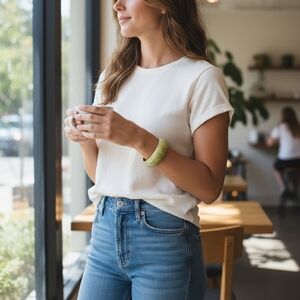 New Zachary’s Smile Designer Bangle Bracelet Gold & Green Metal Bracelet Jewelry